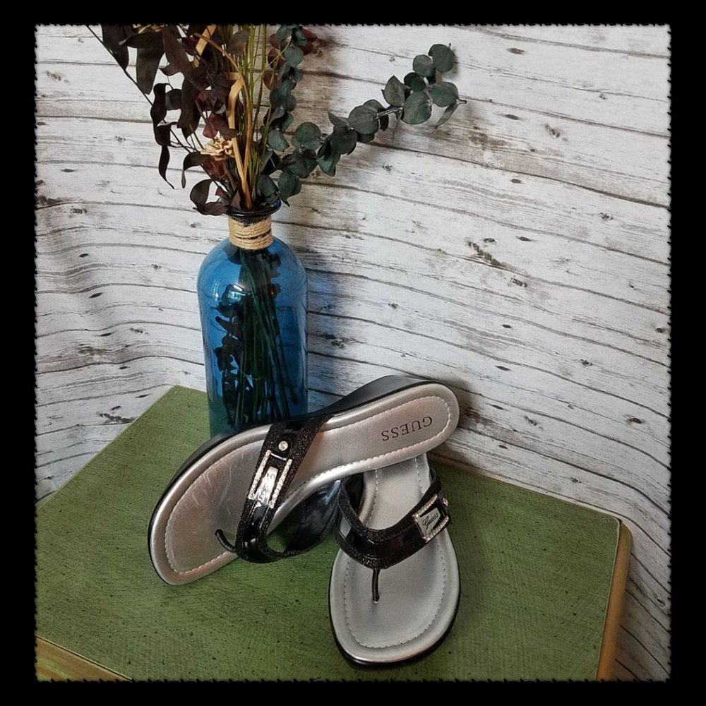 Guess Jaslyn Wedge Sandals black and silver